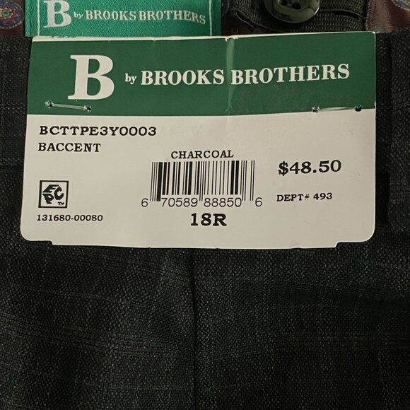 B by Brooks Brothers Big Boys Charcoal Classic Dress Pants Size 18R Stretch - Picture 4 of 4